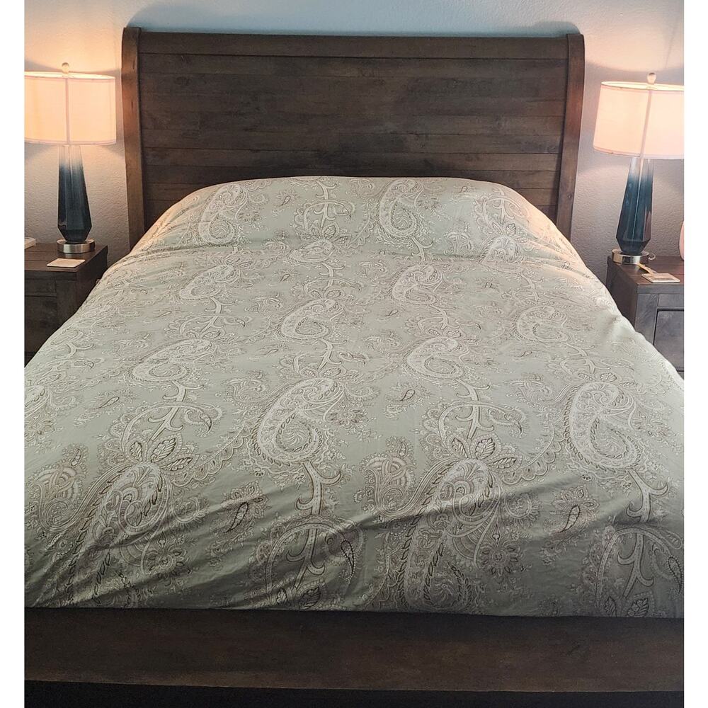 Ralph Lauren Marion Paisley Green Cotton Queen Reversible Comforter - Picture 4 of 8